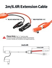 Solar Connector to DC 8mm Adapter Cable, 2M 6.6FT 12AWG+14AWG Solar Cable wit…