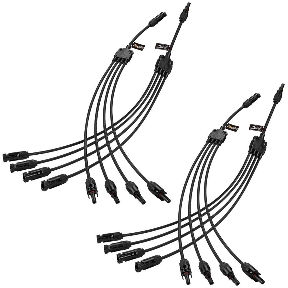 PV Solar Panel Y Connectors 1 Male to 4 Female, 2 Pairs