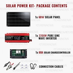 Grennova 2200W Off-Grid Solar System 60W Panel 60A MPPT Pure Sine Inverter