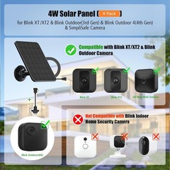 4 Pack Solar Panel for Blink Outdoor 2K+/4(4th Gen)/Outdoor(3rd Gen) XT3