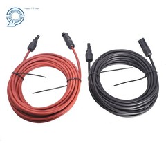 12 AWG Solar Panel Extension Cable Wire Connector 1 Pair 20ft Black + Red