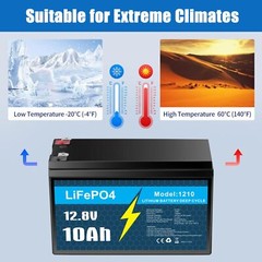 12V 10Ah Lithium Iron Phosphate LiFePO4 Deep Cycle Rechargeable Battery Boat RV