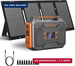 Portable Solar Generator, 300W Portable Power Station with Foldable 60W Solar Pa