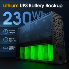 Goldenmate Back-UPS 1000VA/800W LiFePO4 Battery Backup UPS Surge Protector