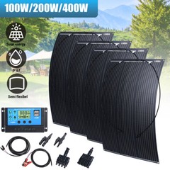 100W 200W 400W Mono 10BB Solar Panel Home RV Off Boat Power Camping Grid Battery