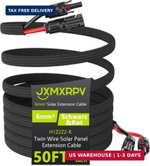 50Ft 10AWG Solar Cable Extension with Protection Cover, Solar Wire with Tool-Fre