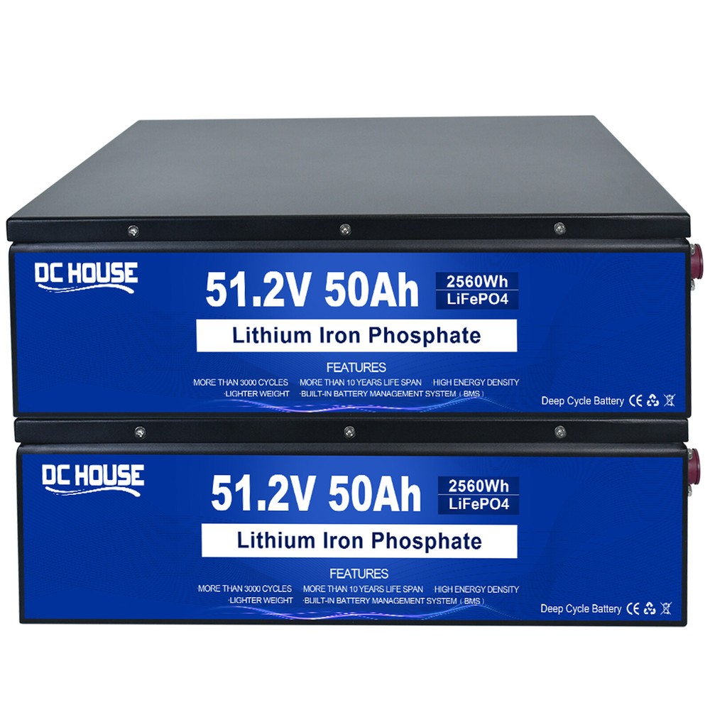 48V 50Ah 100Ah Metal Case LiFePO4 Lithium Battery Deep Cycle BMS Golf Cart Solar