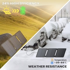 FlexSolar 28W Foldable Solar Panel Trickle Charger 12V DC USB O-Rings OBDII