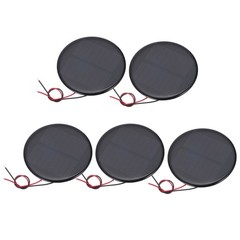 5 Pcs 4V 0.52W 130mA Mini Solar Panels with 2 Cable 73mm Dia.