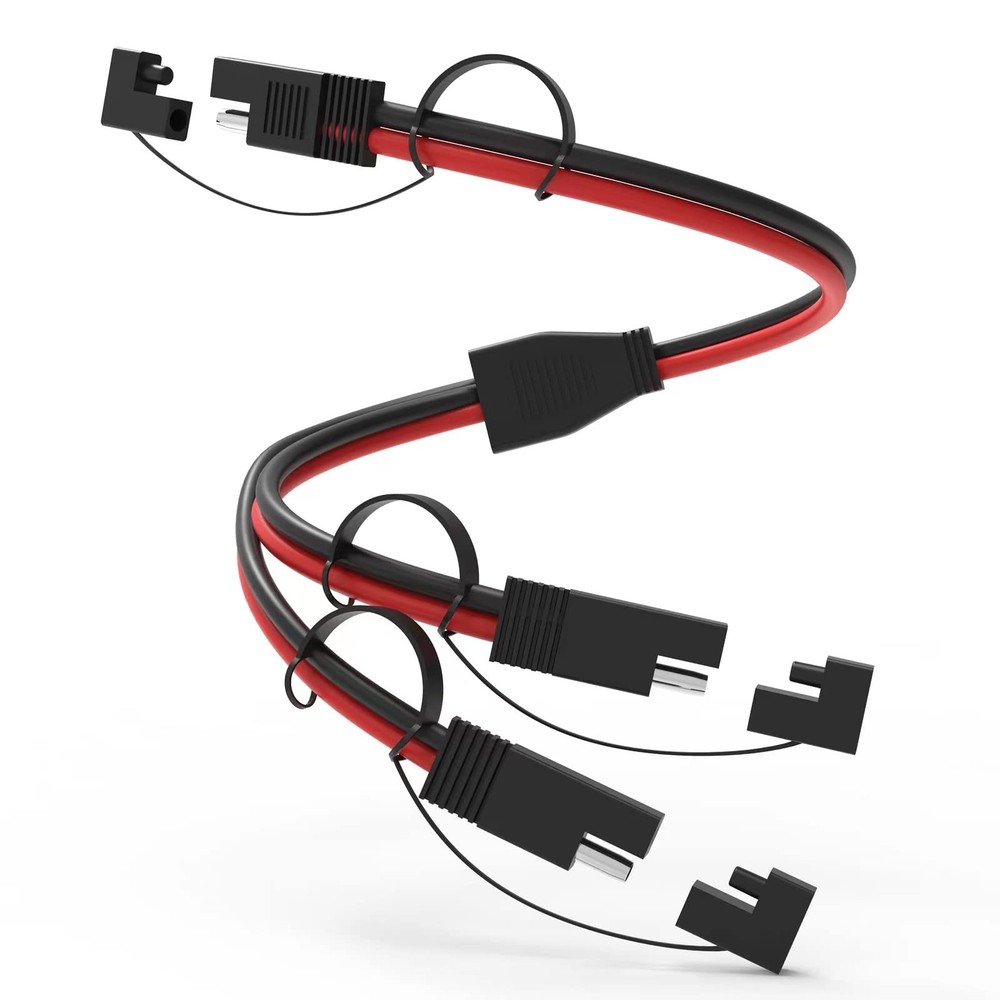 14AWG SAE Y Splitter Cable, 1-to-2 SAE Connector Cable with Waterproof Caps