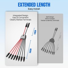 Solar Connector Y Branch Parallel Adapter Cable Kit for PV Panels – 2 to 8 Way P