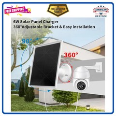 6W Solar Panel Charger for Security Camera USB-C Micro USB IP66 Waterproof Mount