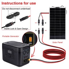 10ft/3m Solar Panel Extension Cable 12AWG Gauge Solar to XT60 Connector Adapter