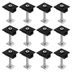 12pcs Solar Panel Mount Mid Clamps t Clips 50mm Aluminum for RVs Black