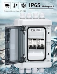 NEW 60A Solar Disconnect Switch Box 2 In 2 Out IP65 Waterproof Circuit Breaker