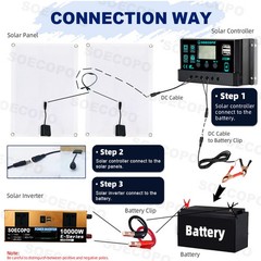 10000W Solar Kit Inverter 12V24V-110V/220V + 2pcs Solar Panels + Controller 100A