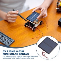 5 Pcs 3V 0.63W 210mA Mini Solar Panels with 2 Cable 70mm x 70mm