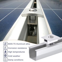 4 x 200mm Aluminium Profile Mounting Rail, 4 x 30mm Clamps