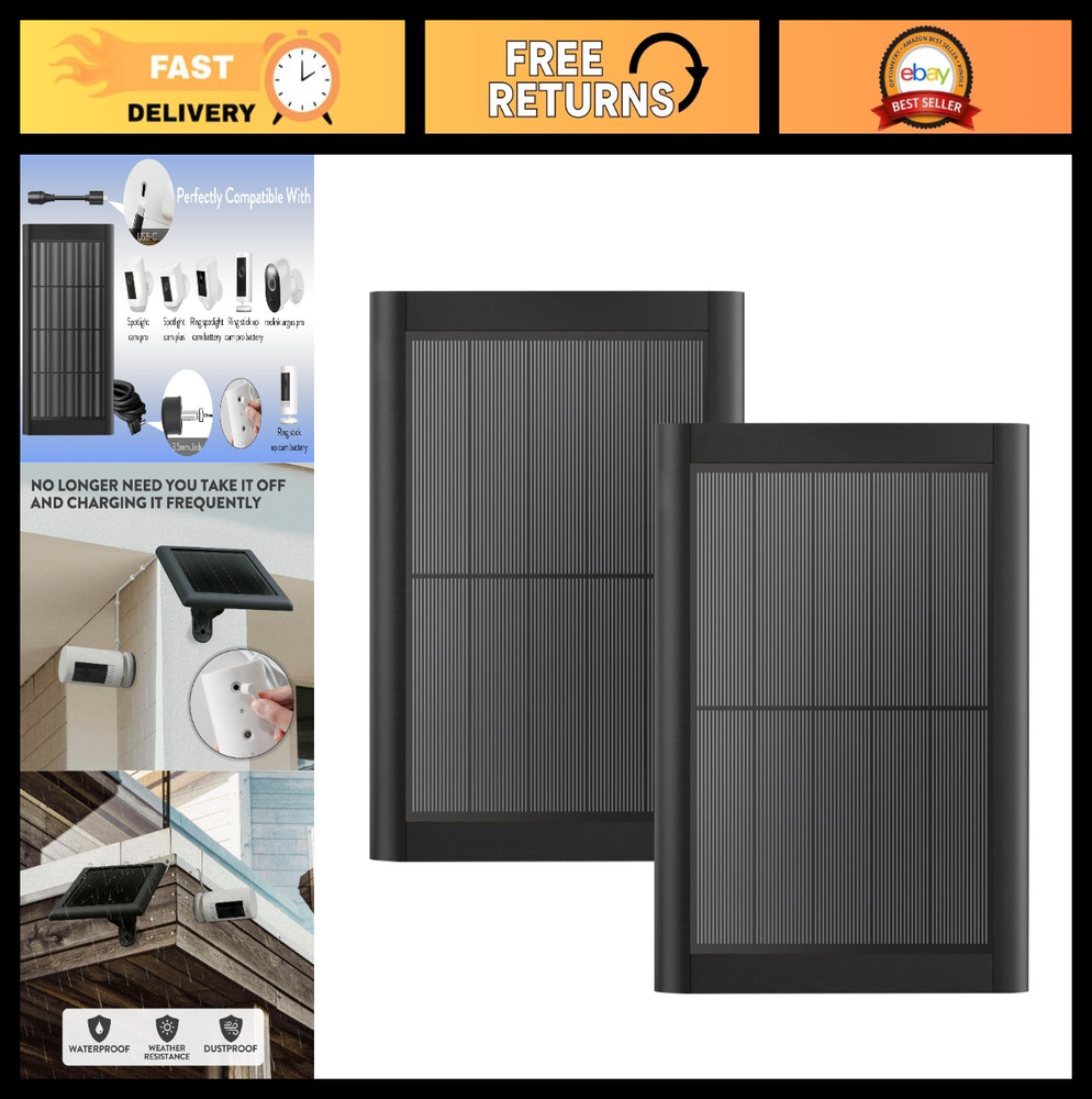 5W Solar Panel Charger for Security Cameras – 2 Pack, Mountable, Weatherproof