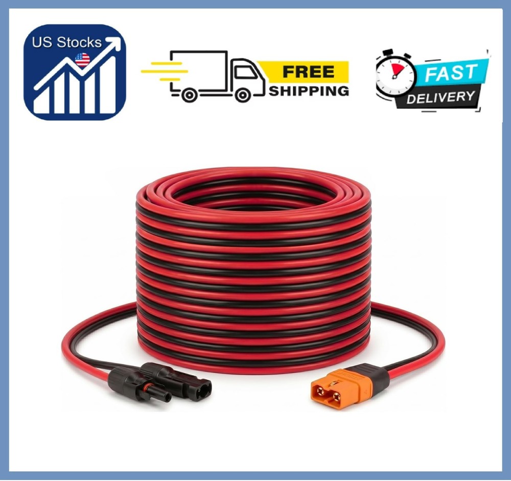 MOOKEERF Solar to XT60i Cable 10AWG 25FT Solar Panel to XT60i Adapter Connector