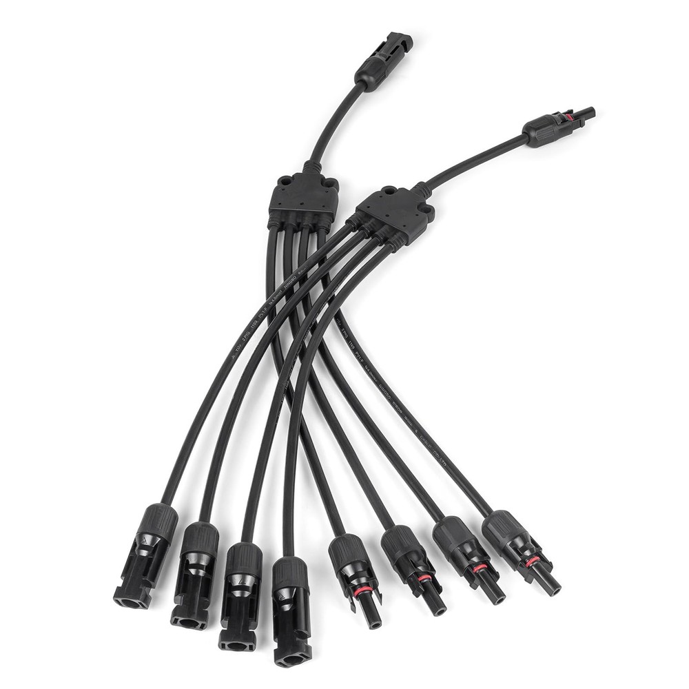 Pjerjzn Solar Panel Connector 4 to 1 Y Branch, 4 1 (1 Pairs)