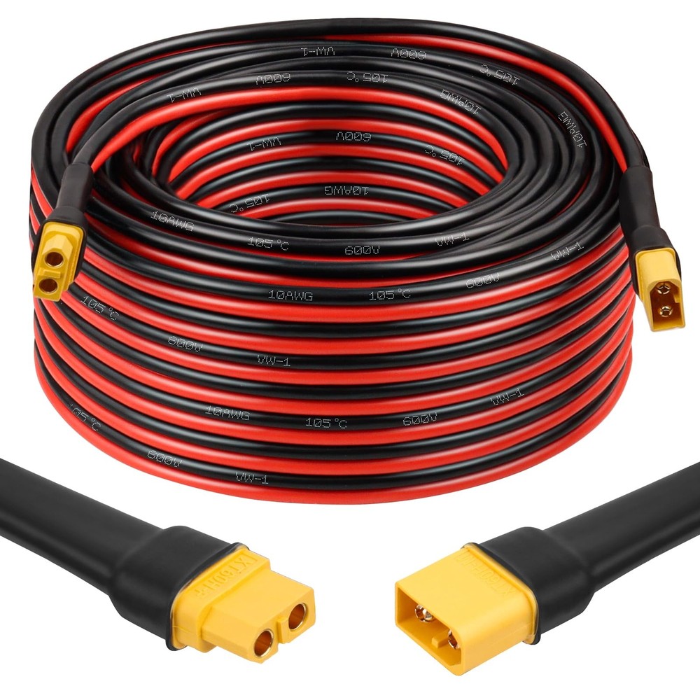 MOOKEERF 75FT XT60 Extension Cable – 10AWG with Male to Female Connector for …
