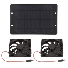 Solar Panel Powered Dual Fan Silicon Plastic 10W 12V 2A Outdoor Portable
