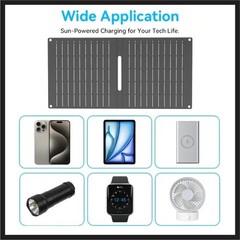 Ecosonique 15W Foldable Solar Charger Panel Dual USB-A & USB-C Fast Charging
