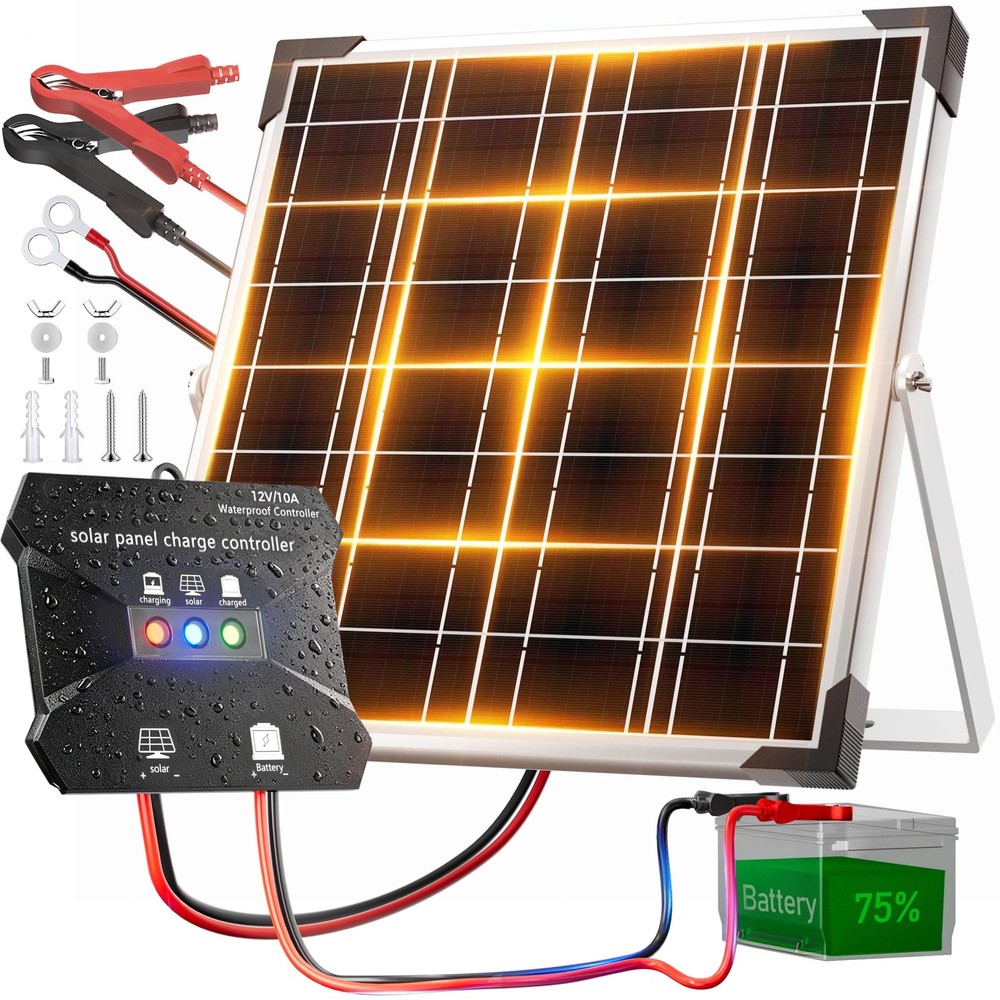 Solar Panel Kit 20W 12V, Waterproof Solar Battery Charger for Car