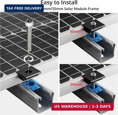 10pcs Solar Panels Mid Clamps for Unistrut, Aluminium Solar Panel Brackets