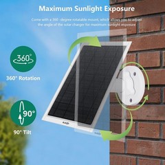 8W Solar Panel for Google Nest Camera Outdoor&Indoor Battery Version 2Pack