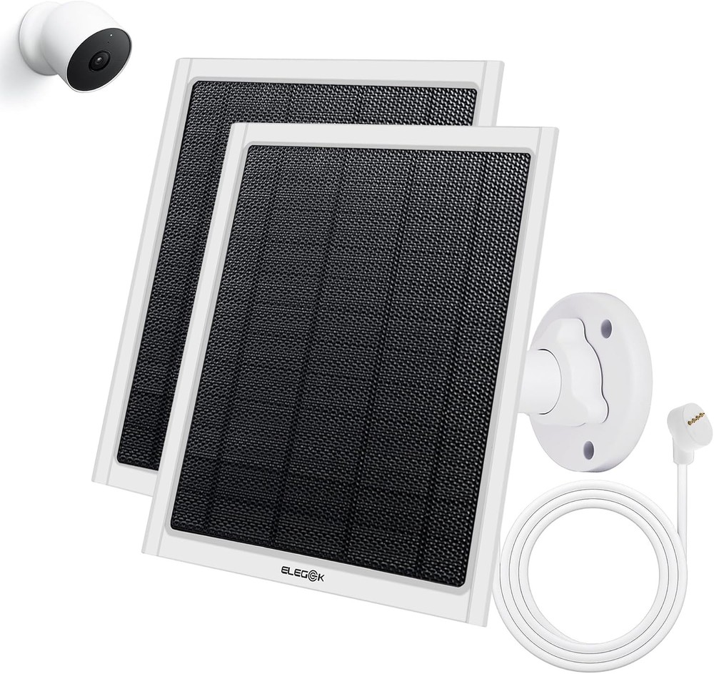8W Solar Panel for Google Nest Camera Outdoor&Indoor Battery Version 2Pack