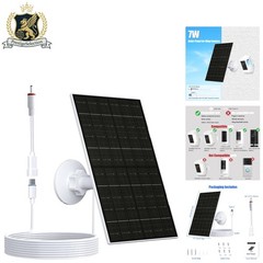 Adjustable 7W Solar Panel Charger with 8.8ft Cable for Ring Security Cameras
