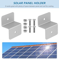 4Pcs Solar Panel Support Stand Aluminum Z-Bracket Silver Rustproof Durable