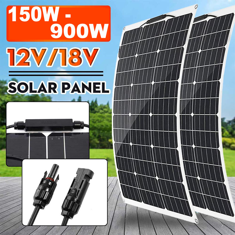 Mono Solar Panel Kit 12V RV Camping Marine Home off-grid Battery Charge 150-900W
