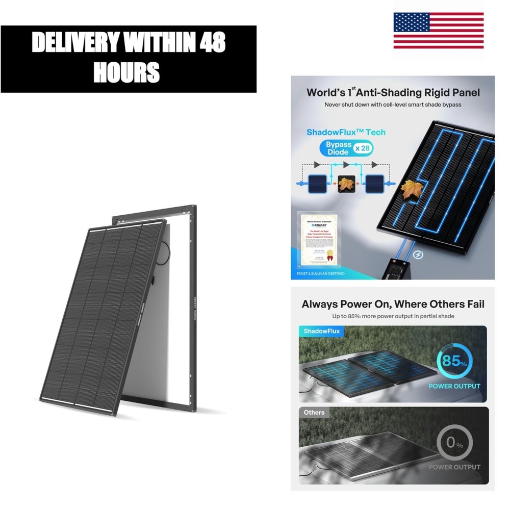 Renogy 200W ShadowFlux N-Type Monocrystalline Solar Panel 12V 24V