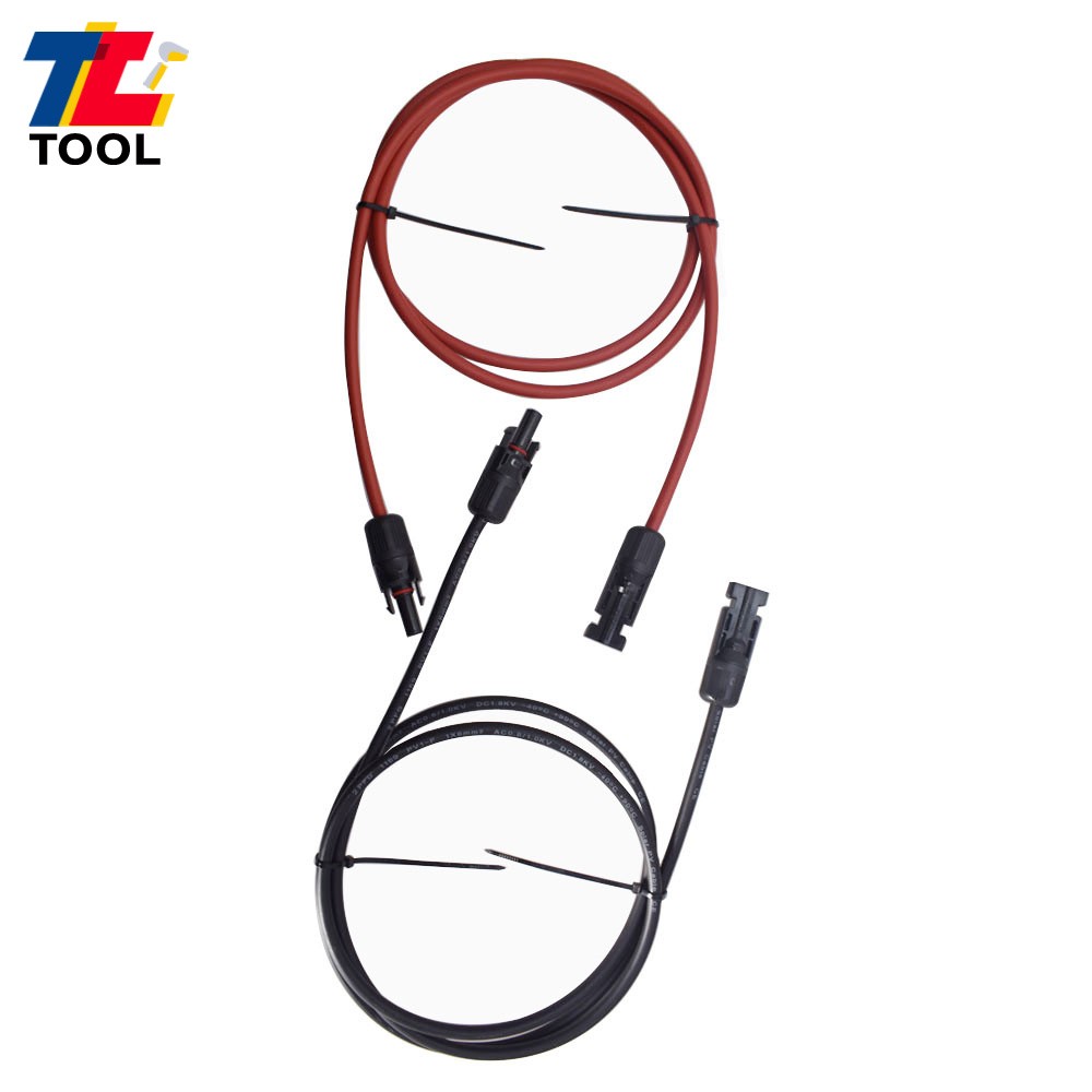 1 Pair 5ft 12AWG Black + Red Solar Panel Extension Cable Wire Connector