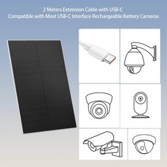 8W USB-C Solar Panel for Security Cameras, IP65 Waterproof Outdoor Solar Pane…