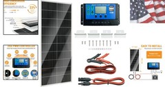 100W 12V Monocrystalline Solar Panel Kit w/ 20A PWM Charge Controller, Z Brac…