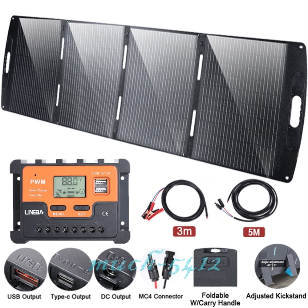 100W 200W Foldable 12V Solar Panel Mono Charger RV Roof Home Off-Grid Battery