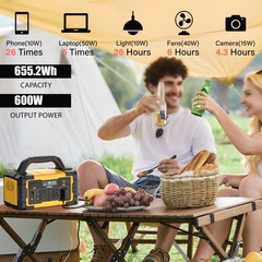 Portable Power Station 600W Solar Generator Backup Battery for Camping Home