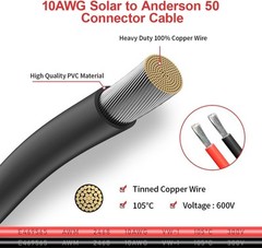 10AWG Solar Panel Connector to Anderson 50A/600V Solar Connector Cable for So…