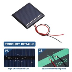 5Pcs 2V 0.08W 40mA Mini Solar Panels with Cable