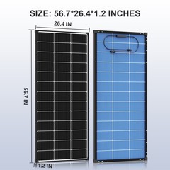 200W Bifacial Solar Panel N-Type Mono PV Home Roof RV Boat Off-Grid 56.7*26.4in