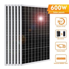 600W Solar Panel 100Watt 12V Mono PV Module Off Grid RV Boat Home Battery Charge