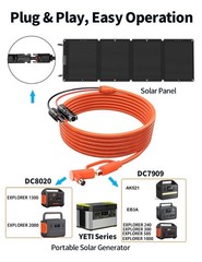 Solar Connector to DC 8mm Adapter Cable, 2M 6.6FT 12AWG+14AWG Solar Cable wit…