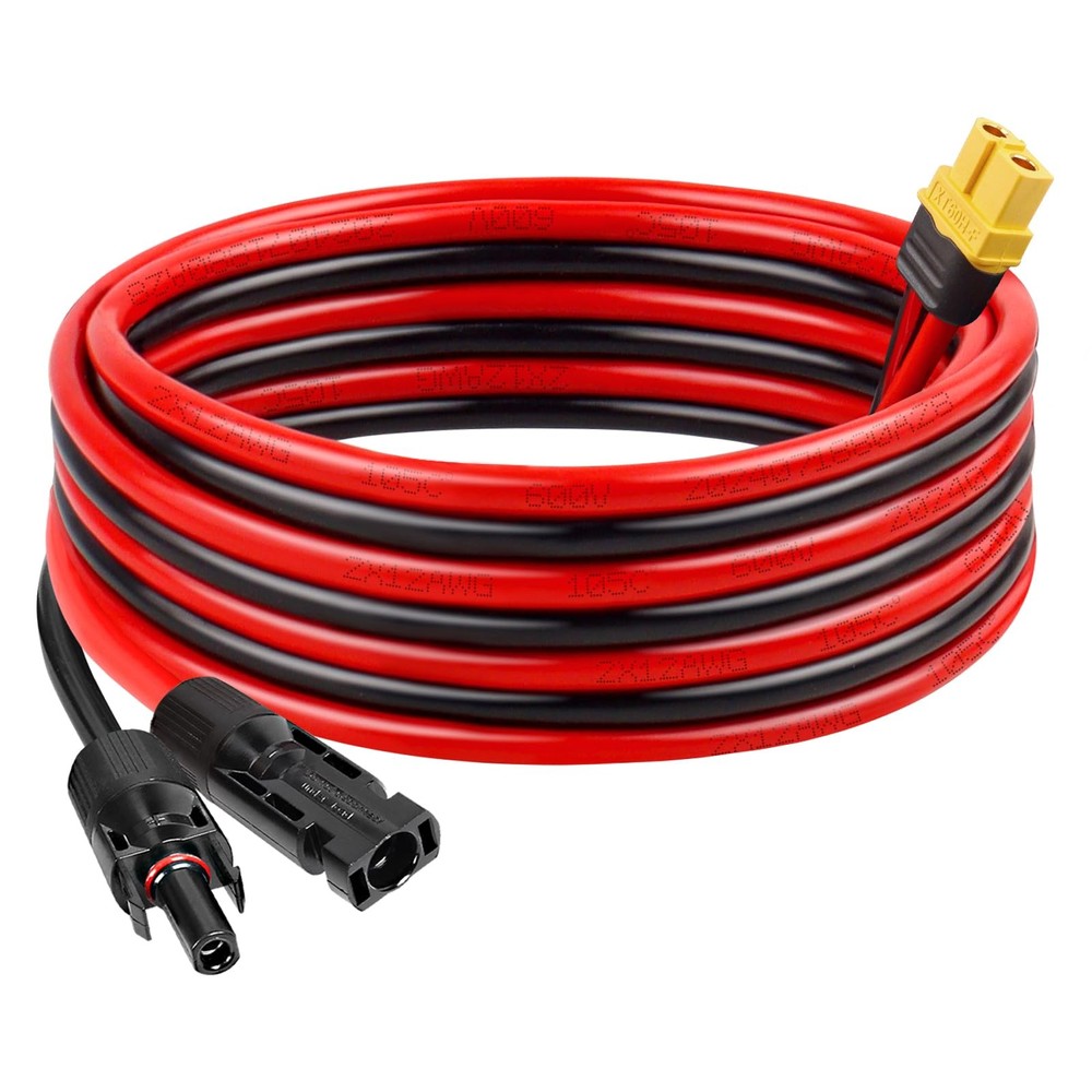MOOKEERF Solar to XT60 Charge Extension Cable 10FT 12AWG XT60 Solar Cable for…