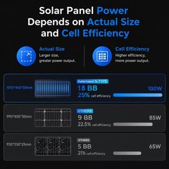 AeternaSol Solar Panel 100W 18V Mono N-Type 18BB PV Off-Grid RV Home Refurbished