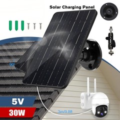 30W 5V Solar Panel Solar Cell Charger for Security Camera USB Type C Waterproof