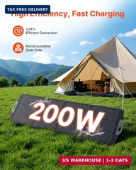 VEVOR 200W Foldable Solar Panel, 24% High-Efficiency Portable Monocrystalline So